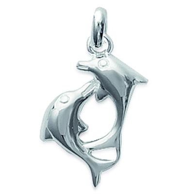 [D7412] - Silver Pendant 'Dolphins Câlin' Silver - 10x15 Mm