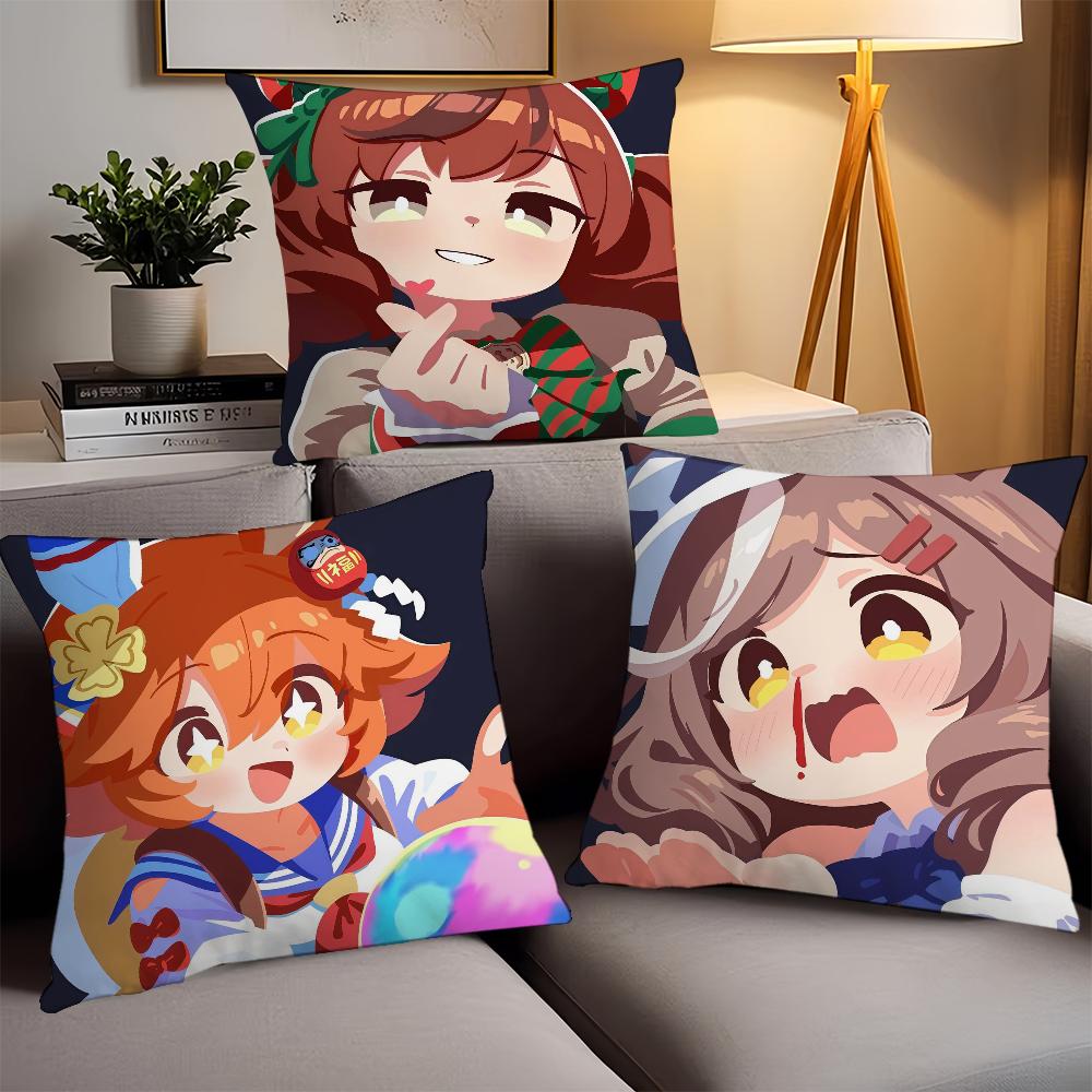 Söt U-Uma M-Musume P-Pretty D-Derby Kuddfodral Kontorskuddar Lämpliga för Soffa Bil Sovrum Dekorativt Kuddfodral