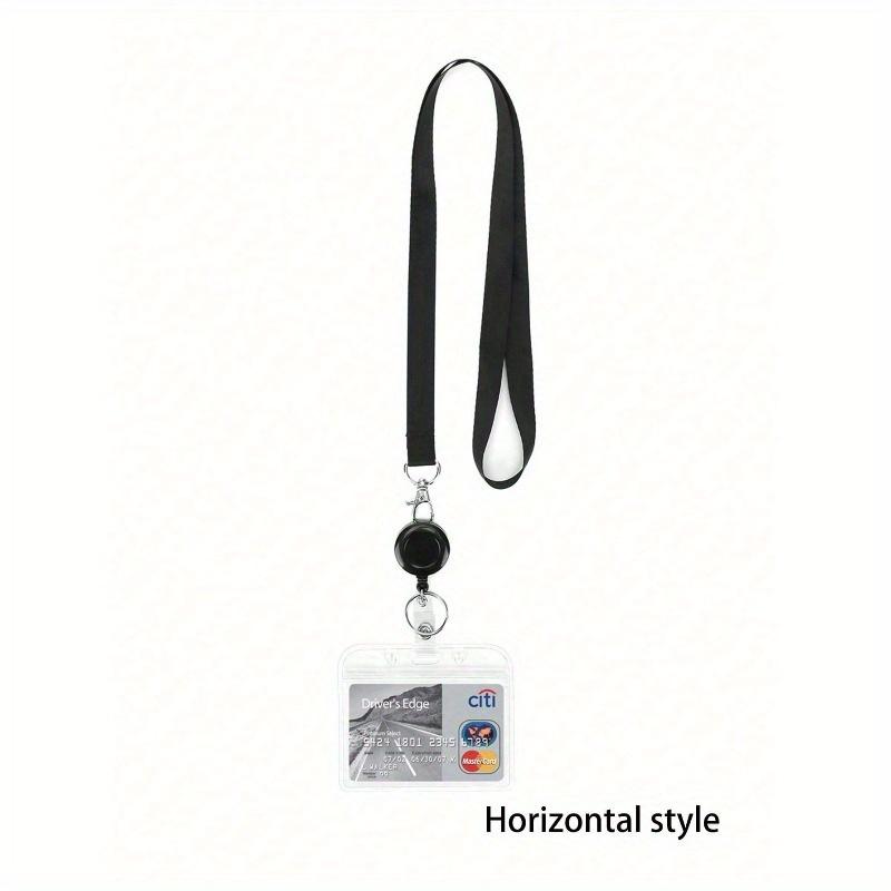 

1pc Clear Retractable Vertical Waterproof ID Card Holder, Name Badge Lanyard, Suitable for ID/Bank Cards/Bus Cards Back To School