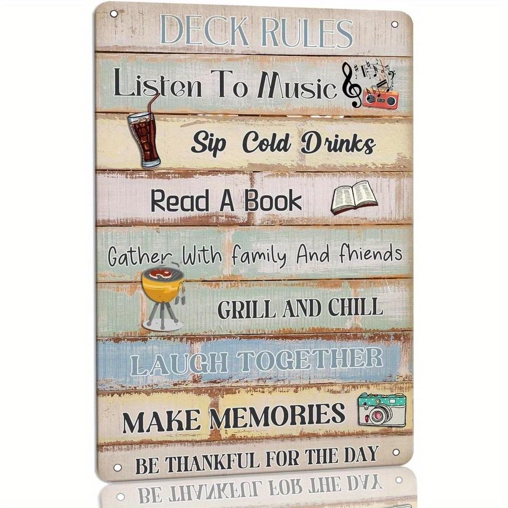 

Vintage Deck Rules Metal Tin Sign for Home Backyard Patio Decor 20x30cm（7.8x11.8inch）