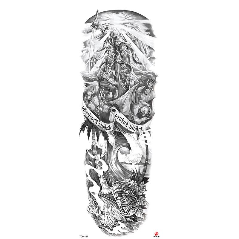 Waterdichte tattoo stickers voor de hele arm: Jezus, Maagd Maria, Kroon, Leeuw-ontwerp