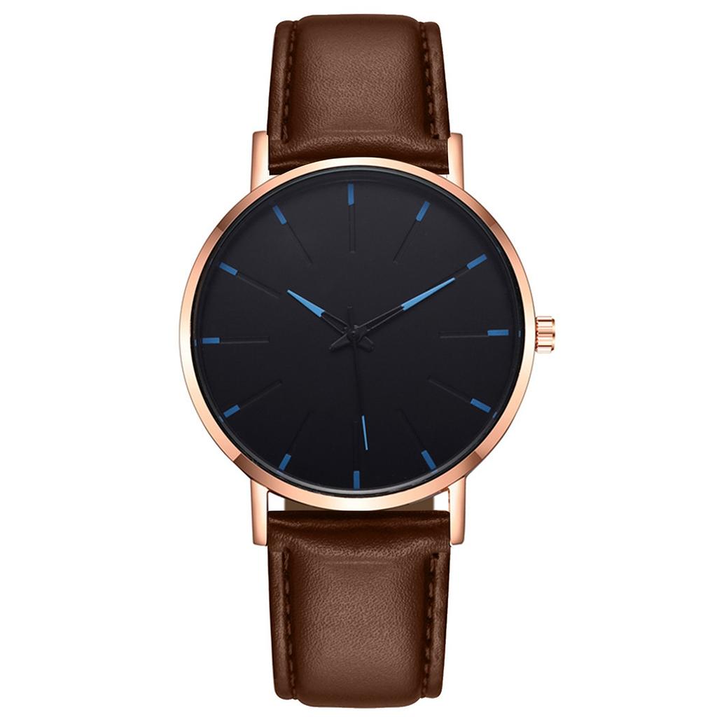 Sleek Couple Men's Watch Rose Gold Frame White Dial Black Leather Strap Minimalist Design Stylish Precise Fashionable Wristwatch