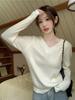 Design-Conscious V-Neck Layered Knit Sweater for Women - Chic Autumn/Winter Style