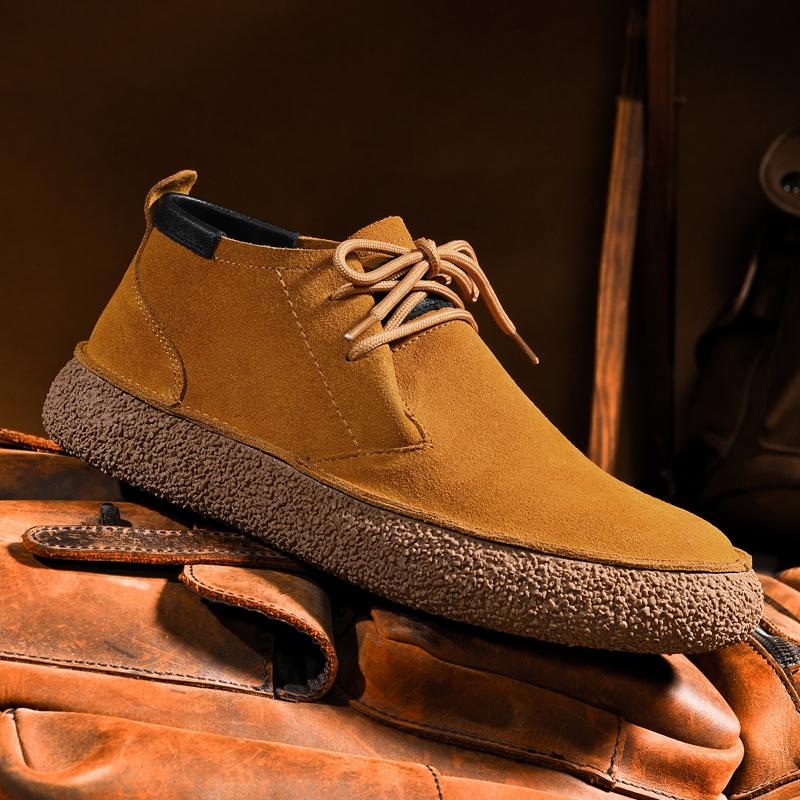 handmade Leather Casual Shoes Men High Top New Autumn Outdoor Design Sports Zipper Shoes Men's Boots Male Sneakers