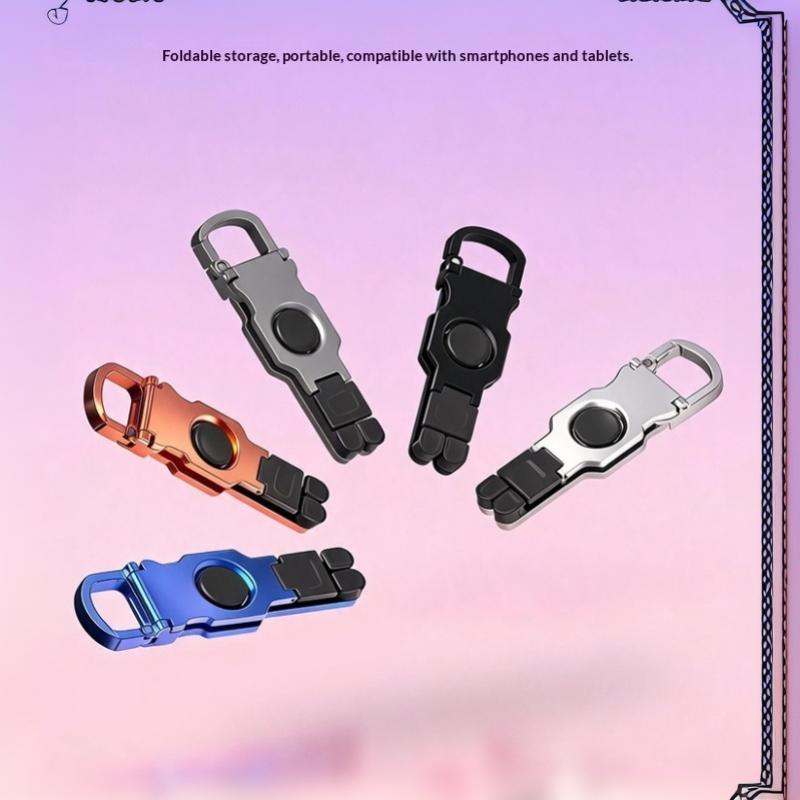 Plastic Foldable Mini Phone Stand Keychain Anti‑Slip Rotate Portable Outdoor Travel Desktop Holder