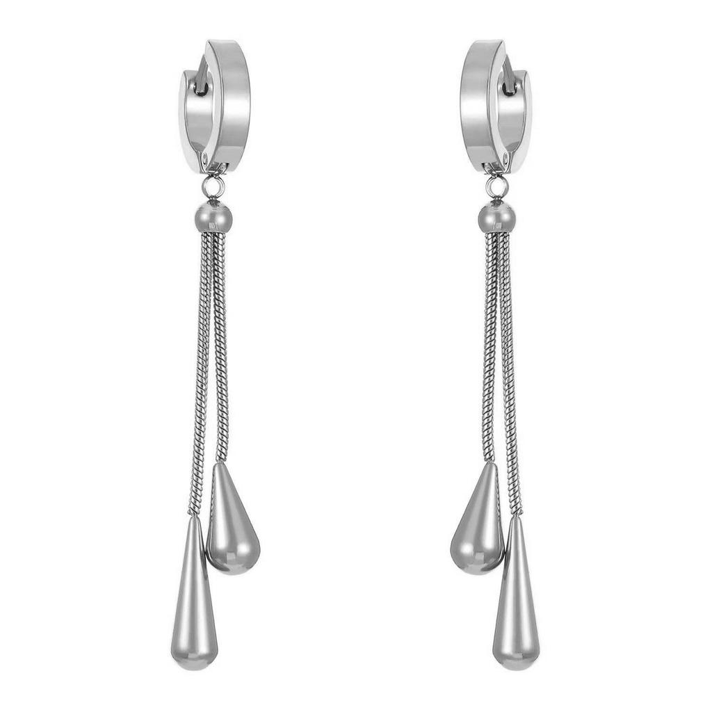Minimalist Titanium Teardrop Pendant Necklace & Earrings Set