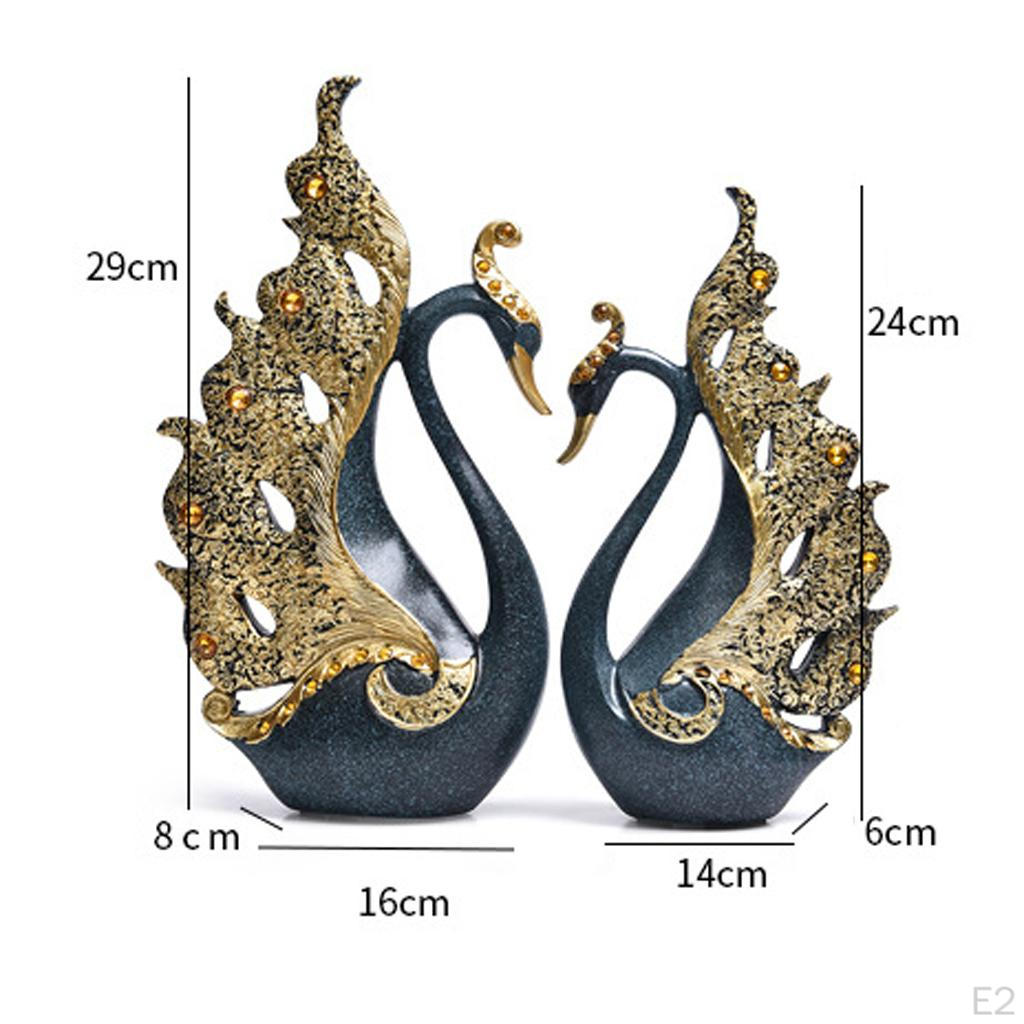 1 Pair Decorative Swan Ornaments Wedding Valentine Gift Office Decor