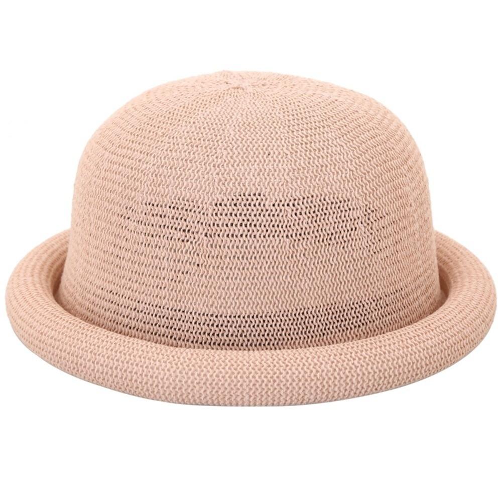 Short Brim Roll Brim Hat Raffia Weave Straw Hat Elegant Sun Visor Hat For Women
