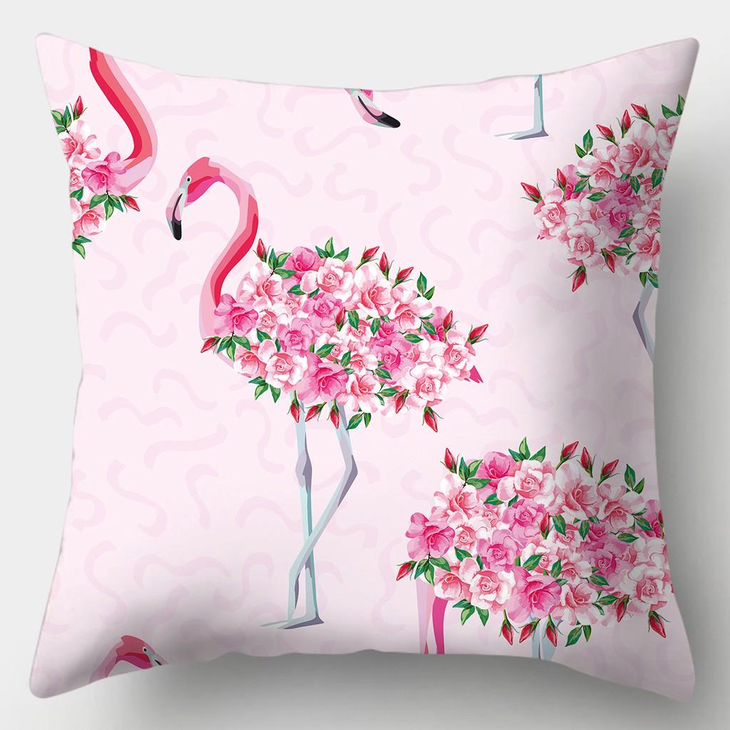 Tropical Flamingo Print Pillowcase Square Peach Skin Sofa Pillowcase Home Decor Pillowcase