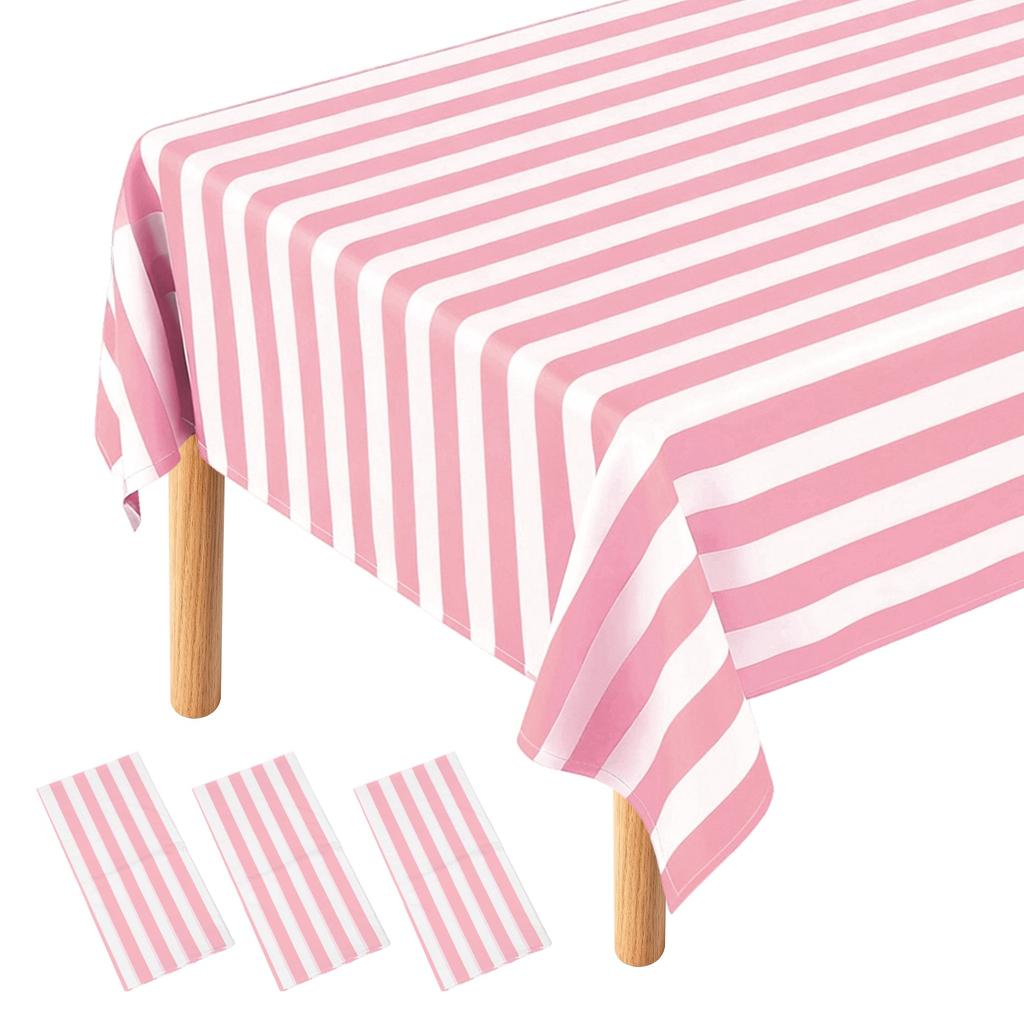3Packs Striped Table Cloths 54 x 108 Inches Rectangle Plastic Tablecloth Waterproof Table Cover for Dining Birthday Party Picnic