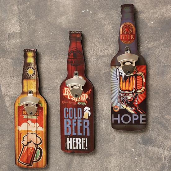 Wall Bottle Opener Beer Bottle Shape Wall-mounted Graffiti Artistic Decoration Iron Restaurant Wall Bottle Opener for Restaurant