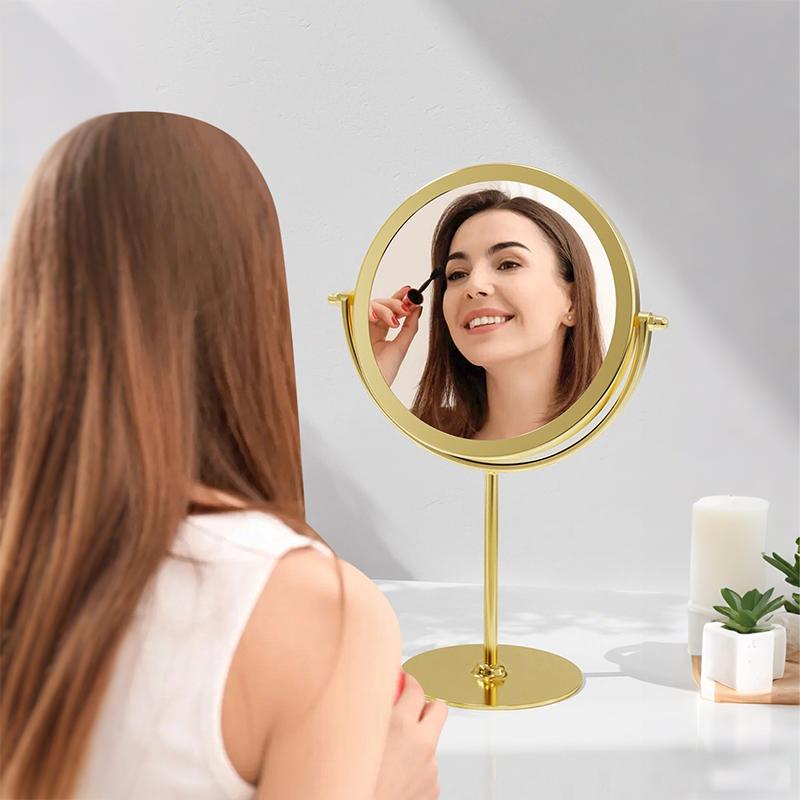 New Desktop Makeup Mirror 360° Rotatable Household Bedroom Vanity Mirror Iron Frame Single-sided Cosmetic Mirrors Two Style
