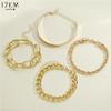 17KM 4 Stück Punk Gold Farbe Cuban Link Kette Armband Set für Frauen Vintage Schlange Kette Charm Armreifen Paar Schmuck Geschenke