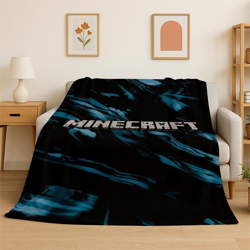 Classic SSandbox Cartoon Pixel Bulding Game Flannel Blanket Soft Warm Throw Blanket for Bedroom Living Room Bed Travel Gift