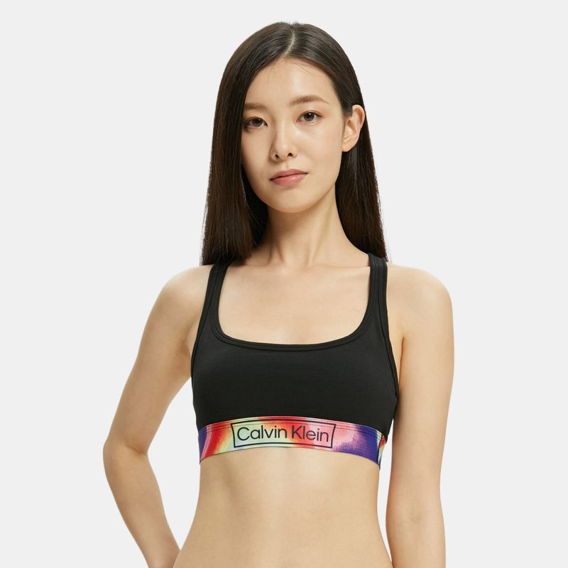 Calvin Klein Rainbow Retro Gravity Strap Gradient Print Bralette Women Underwear Black QF6825-250