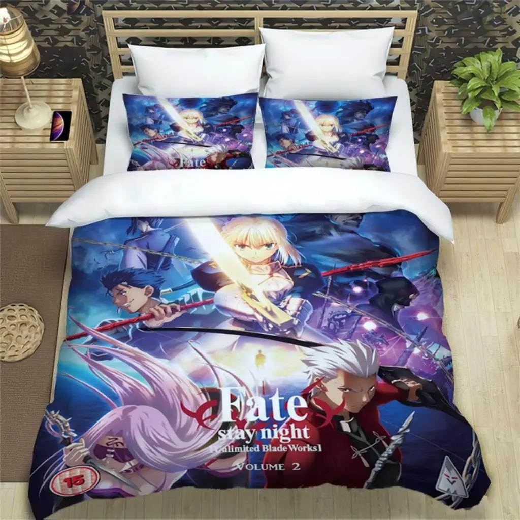 Fate EXTRA Duvet Cover Pillowcase Fate Stay Night Bedding Set Adult Boy Girl Bedroom Decoration Tohsaka Rin Single Double Size