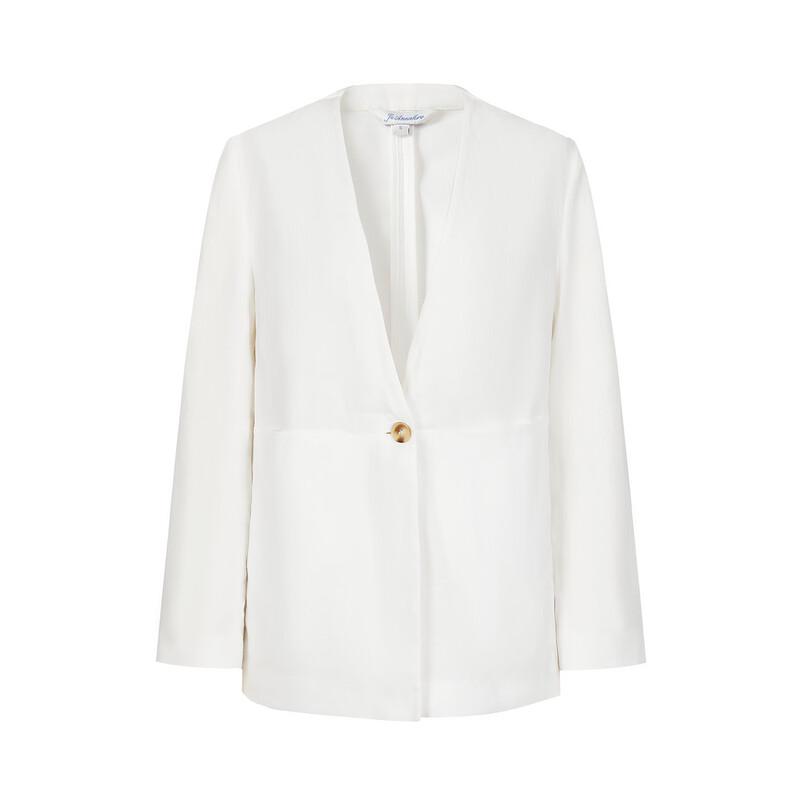 Anna Kou Women's 100% Ramie Minimalist Mid-Length Blazer