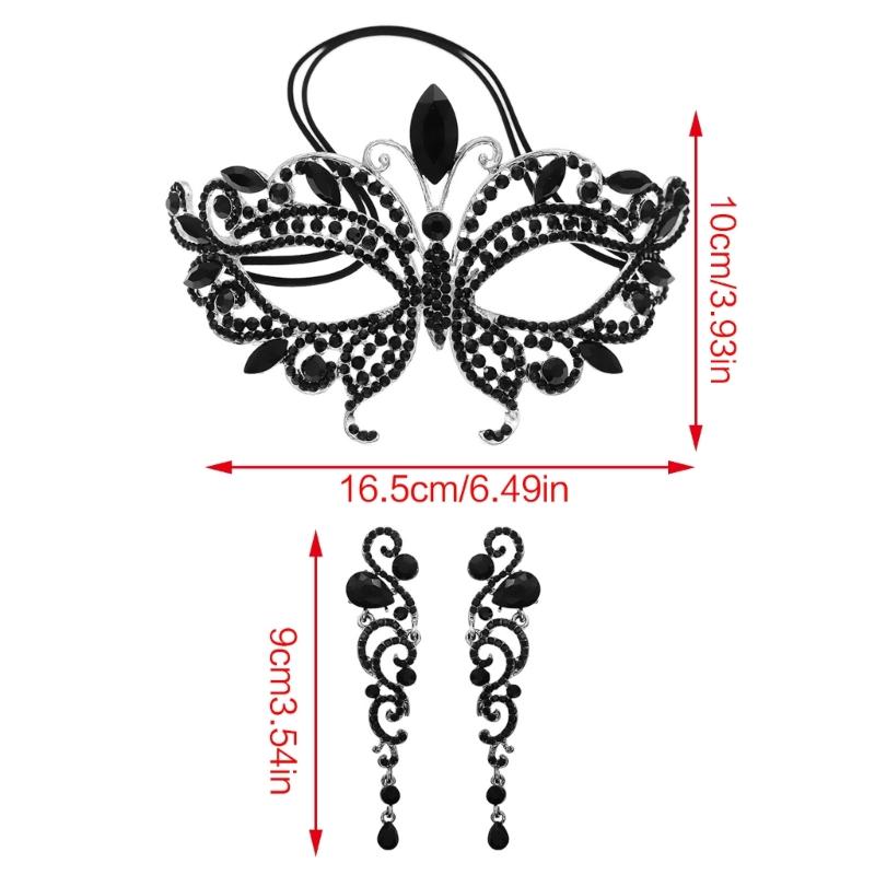 Temperament Rhinestones Jewelry Masquerade Half Face Eye Masks with Adjust Strap