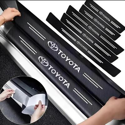 Car Door Threshold Scuff Plate Carbon Fiber Decals Stickers For RAV4 Corolla Camry Frontier Supra C-HR Hilux Tacoma Prado