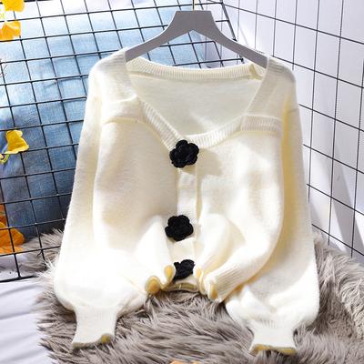Cardigan Short Sweater Coat Women Loose Outerwear Spring Korean Long Sleeve Fashionable Versatile Knitted Cardigan Sweater