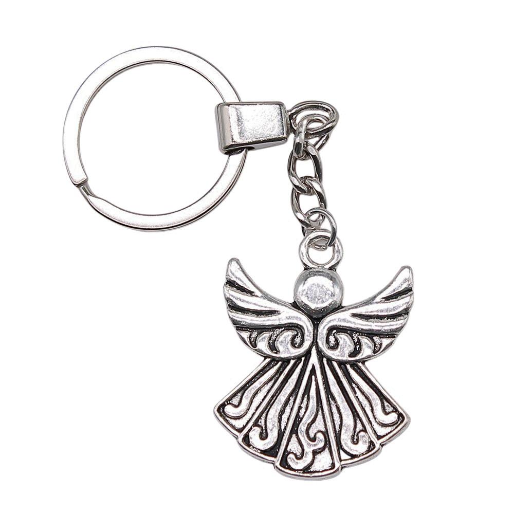 Filigree Angel Pendant Keychain Religious Spiritual Key Holder 30mm Ring
