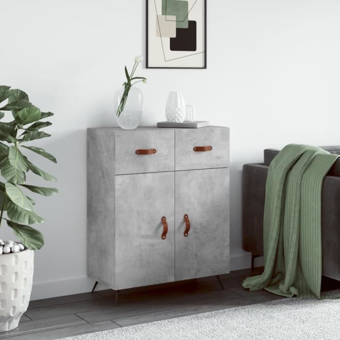VidaXL Buffet gris béton 69,5x34x90 cm bois d'ingénierie 827952