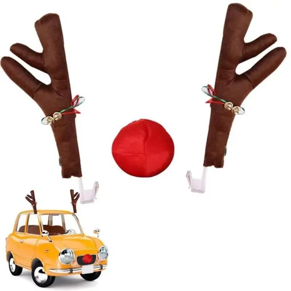 Deer Horn Christmas Auto Exterior Decor Creative Car Reindeer Antler Kit Exterior Accessories