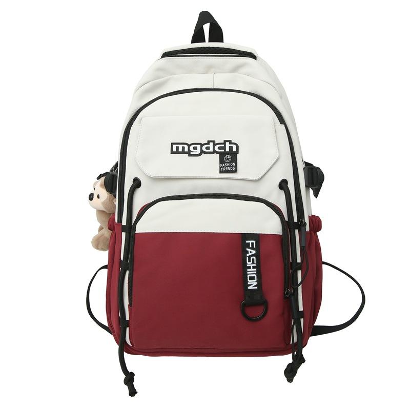 Neuer Schüler Schulranzen Herren Koreanische Version Kontrastfarbe Rucksack Damenmode Ins Trendiger Rucksack mit großer Kapazität für College-Studenten