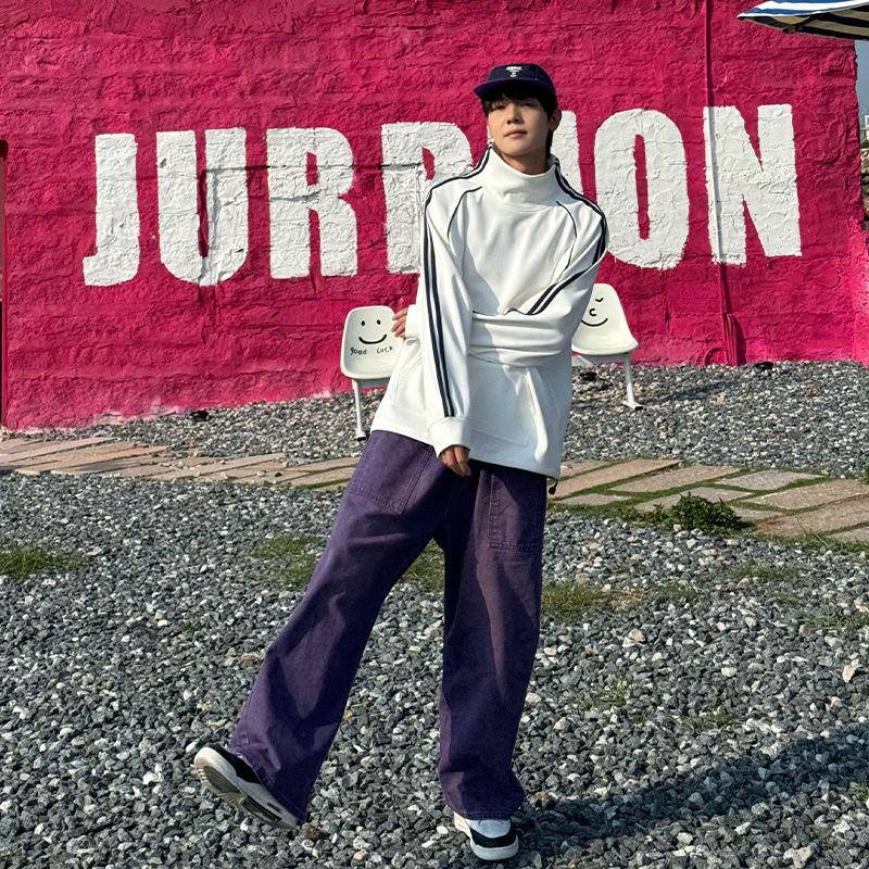 NASA Men's Trendy Long Sleeve Spring/Autumn Hoodie - Plus Size Heavyweight T-Shirt with Velvet, Solid Color, Loose Slit Design.