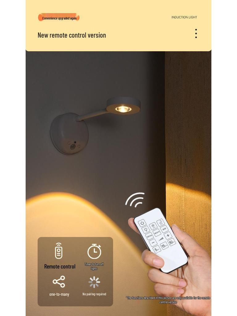 Smart LED Induction Wall Spotlight with Remote Control