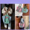Stylish And Versatile Ins Korean Striped Canvas Tote Bag For Kids Unisex Fashionable Design