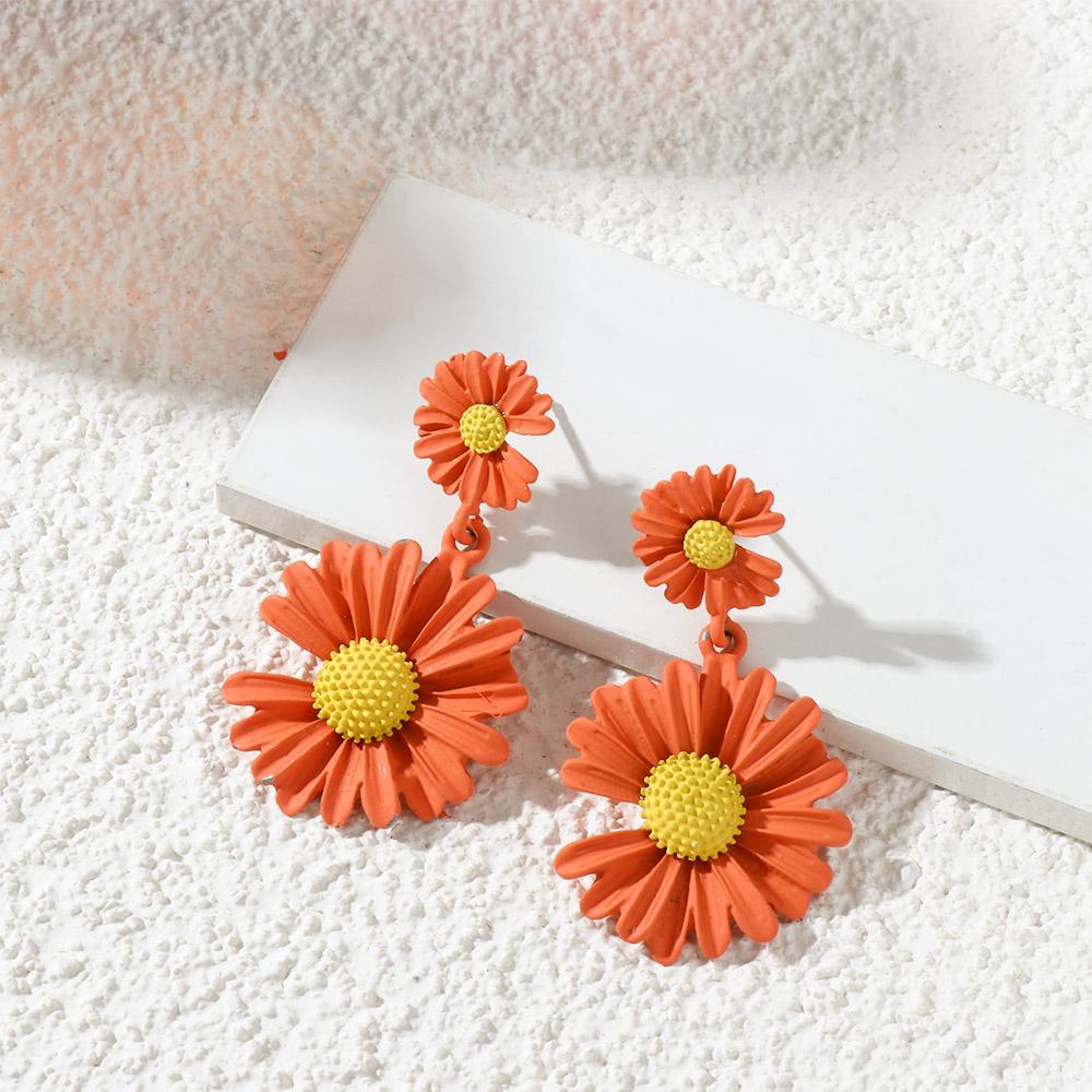 Women Cute Flower Personality Drop Earrings Dangle Earrings Fashion Jewelry Daisy Earrings
