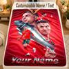 Flannel BlanketCristiano Ronaldo Custom Name Text Personalized Soft Warm Throw Blanket Home Decor Gift