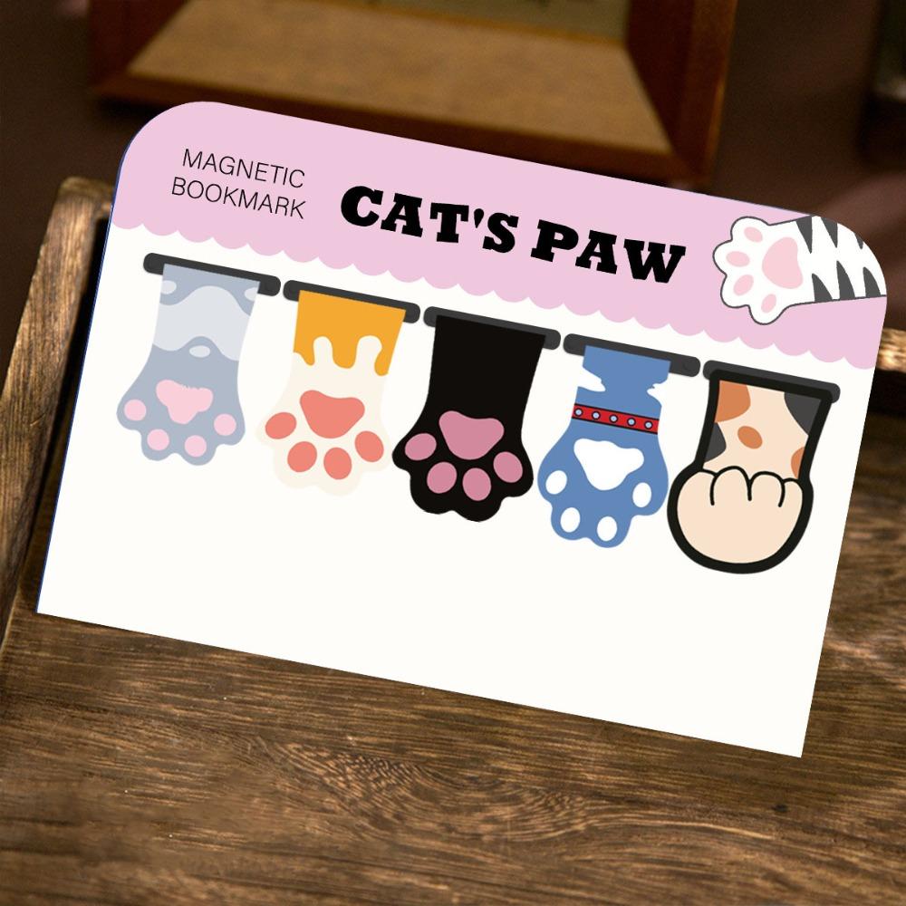 

5 шт. Легкая магнитная закладка Кошачья лапка Держатель страницы Портативная отметка страницы для чтения Книги Читатели