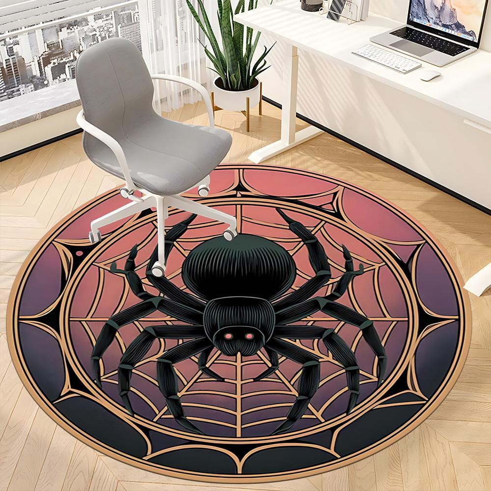 1PC Spider Web Office Round Area Rug, Mat Suitable For Office, Under Office Chairs Bedroom Living Room Home Decor, Room Deco