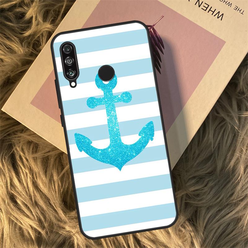 Stripes Anchor Boat Ship Wheel For Huawei Nova 11i 12i 3i 7i 8i 9 10 SE Y60 Y61 Y70 Y72 Y73 Y90 Y91 P20 P30 P40 Lite Case