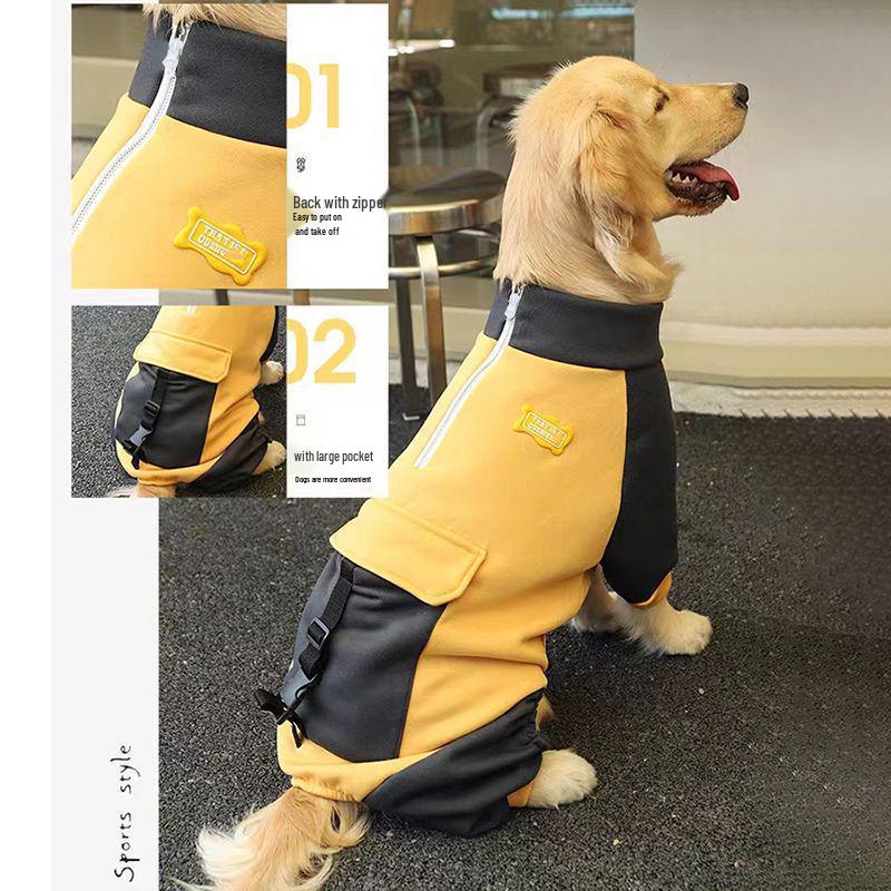 

MaTaibao Stylish Autumn/Winter Four-Legged Outfit for Large Dogs: Border Collie, Labrador, Golden Retriever, Giant Poodle 3XL Chest 70cm Back 52cm ~26-40kg