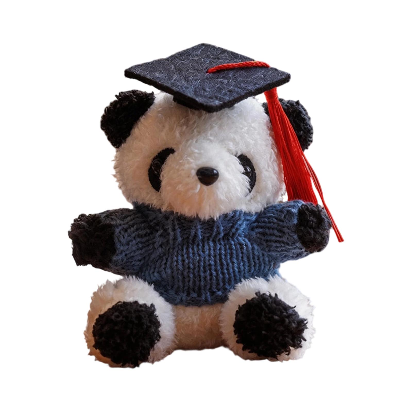 

Plush Panda Bear Graduation Doll with Knit Sweater and Graduation Cap Soft Stuffed Animal Toy for Graduation Season Gift One Size синий