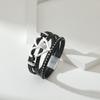 Vintage Multi-layer Leather Bracelet Womens Hollowed Out Heart-shaped Crystal Studded Magnetic Buckle Bangle Party Jewelry