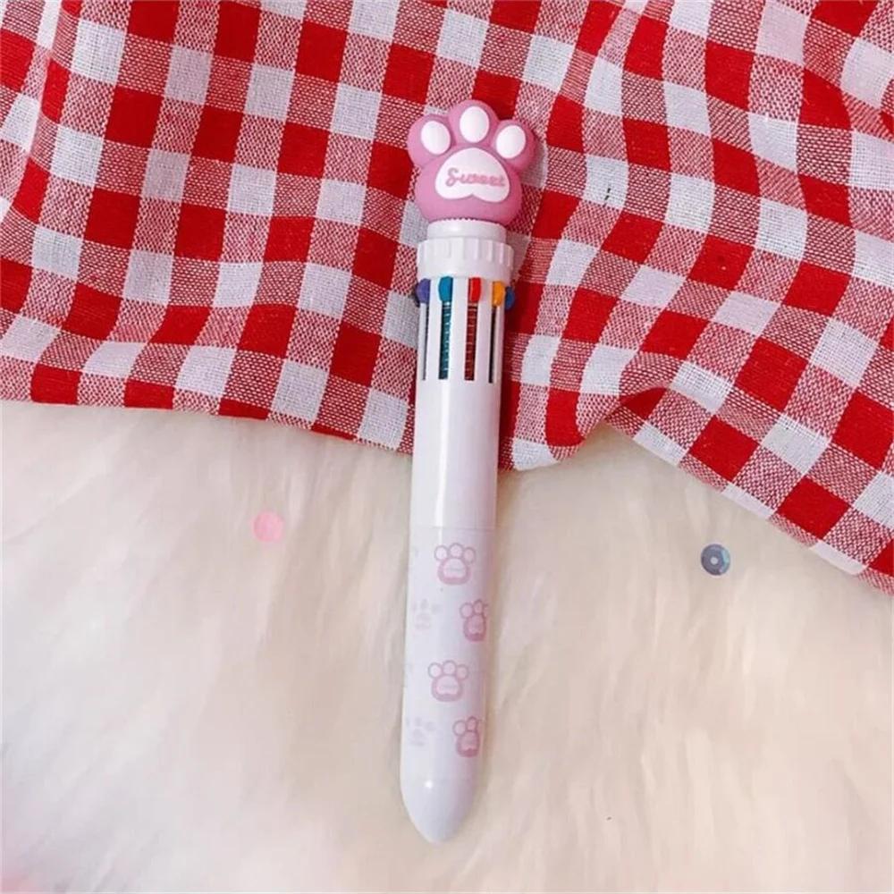 Paw Print Unicorn Ten Color Ballpoint Pen Cartoon Kawaii Multi-color Students Gel Pen Stationery Rainbow Write Cute Pens