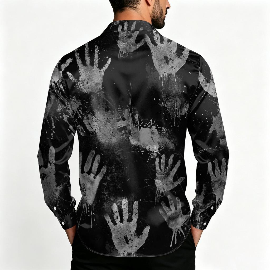 Men's Halloween Shirt Jacket Casual Loose Fit Lapel Collar Breathable for Spring and Fall