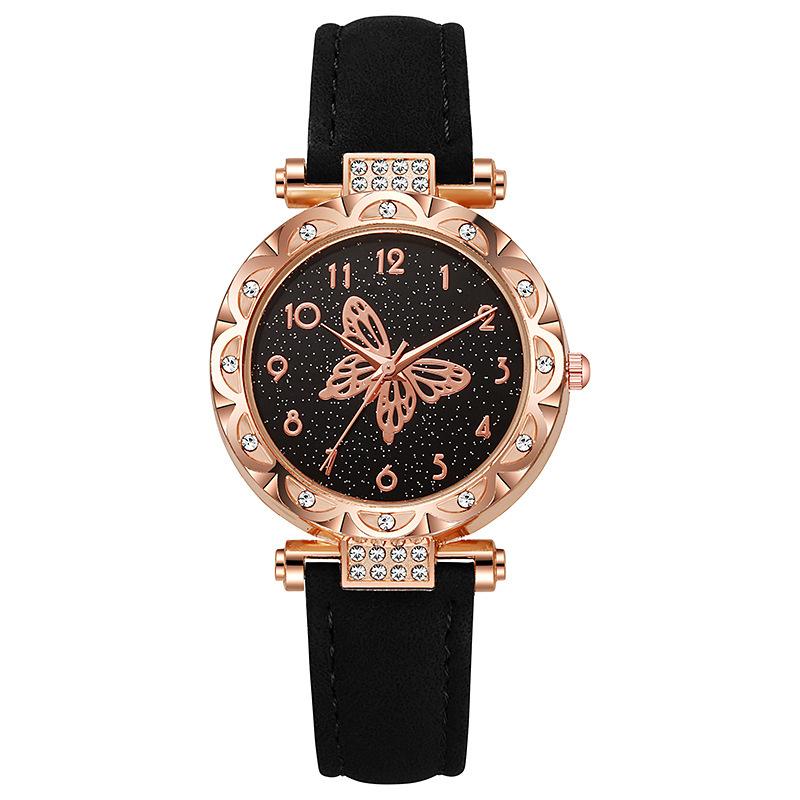 

New Fashion Watch Women s Fashion Simple Butterfly Quartz Watch чёрный