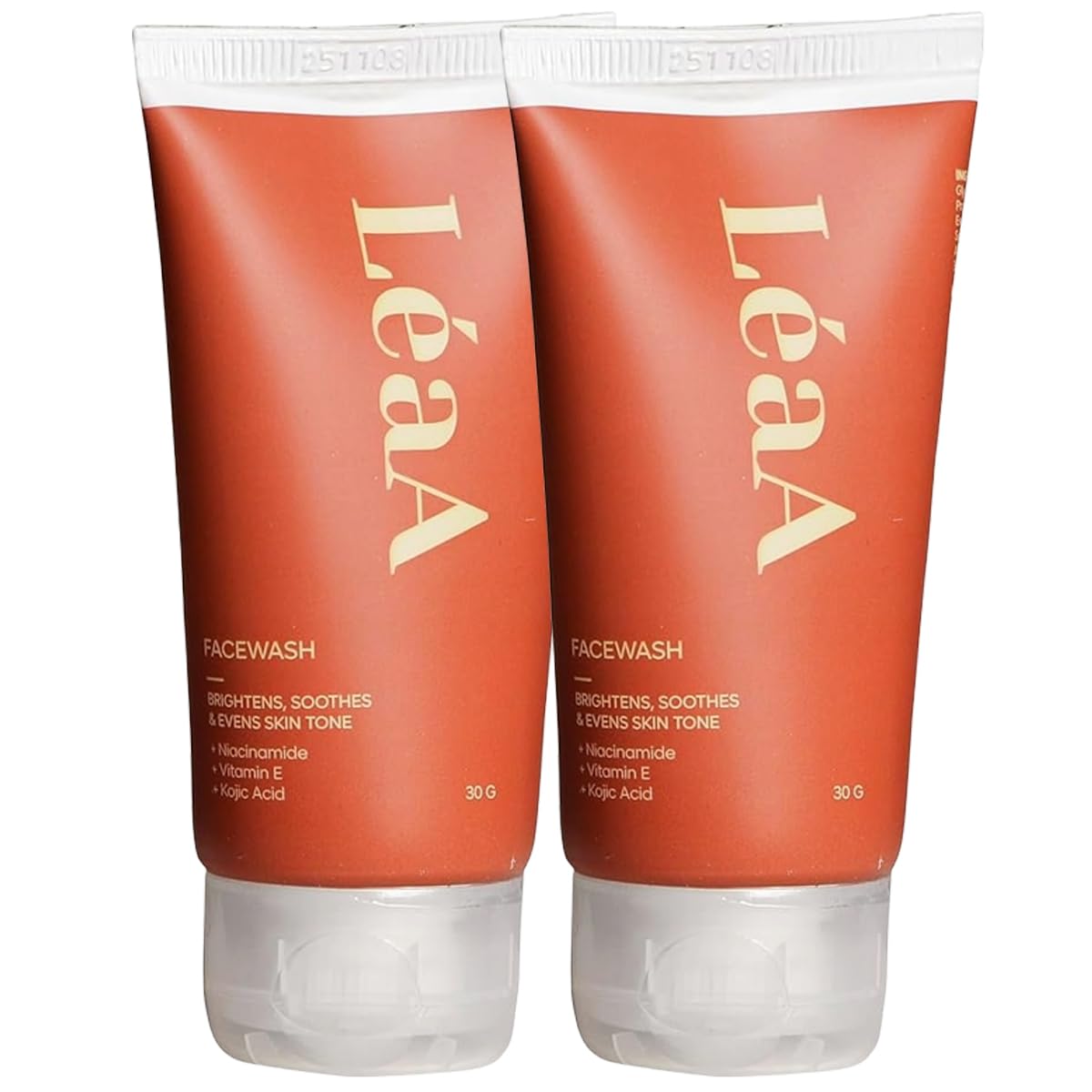 LeaA Kojic Acid & Niacinamide Face Cleanser | Gentle Daily Face Wash with Vitamin E | Non-Greasy, Non-Sticky, Colour-Free Formula | Removes Dirt &