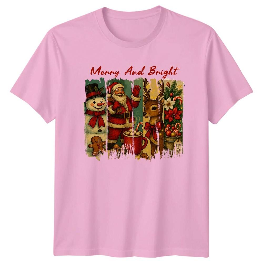 Merry And Bright Christmas Holidays Santa SnowUnisex Unisexs TShirt Unisexs Tee