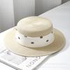 Straw hat women's summer sunshade sunscreen temperament flat top top hat Internet celebrity seaside Hepburn style straw beach hat