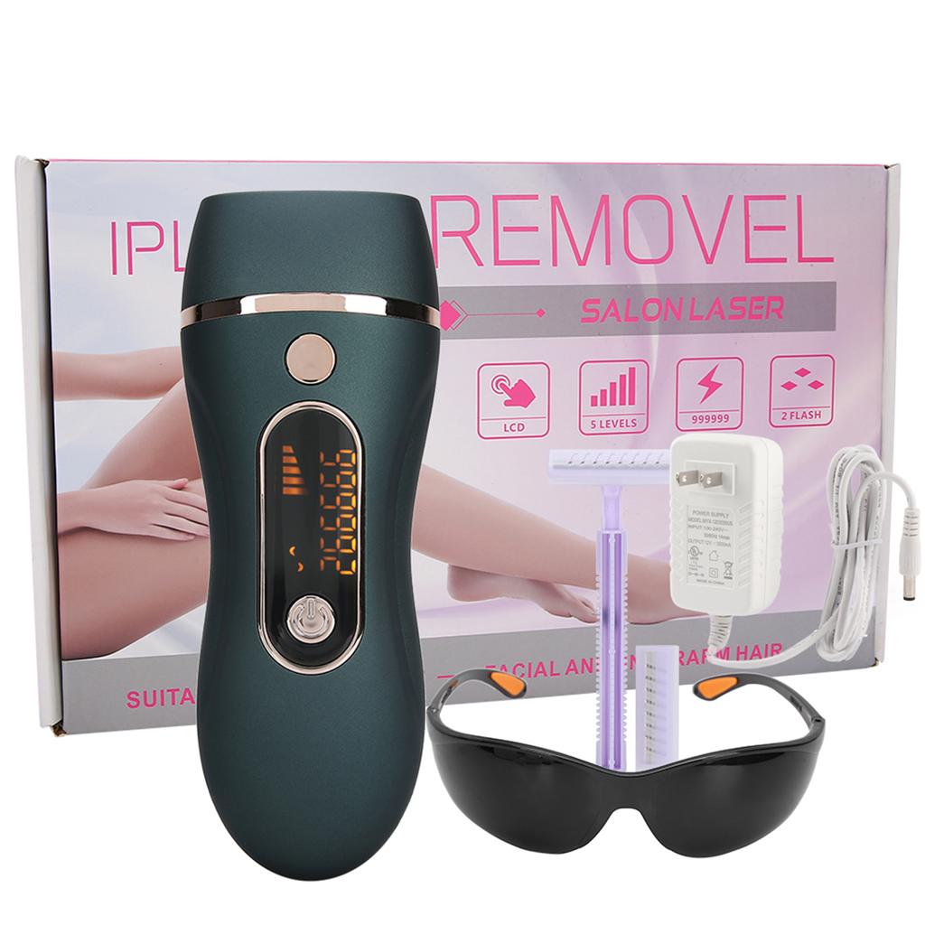 990000 Flashes IPL Laser Hair Removal Machine Electric Depilator Green Black