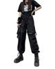 HIMATI Cargo Long Wide Leg Cargo Pants with Loose Hip Hop Dance Stylish Women's Pants, Pants, Pockets, Fit, Style, Bottoms, Black-L
