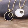 Nidin Luxury Enamel Heart Pendant Black/Pink/Blue/White Candy Colors Chain Necklace Bohemian Women Fashion Birthday Jewelry Gift