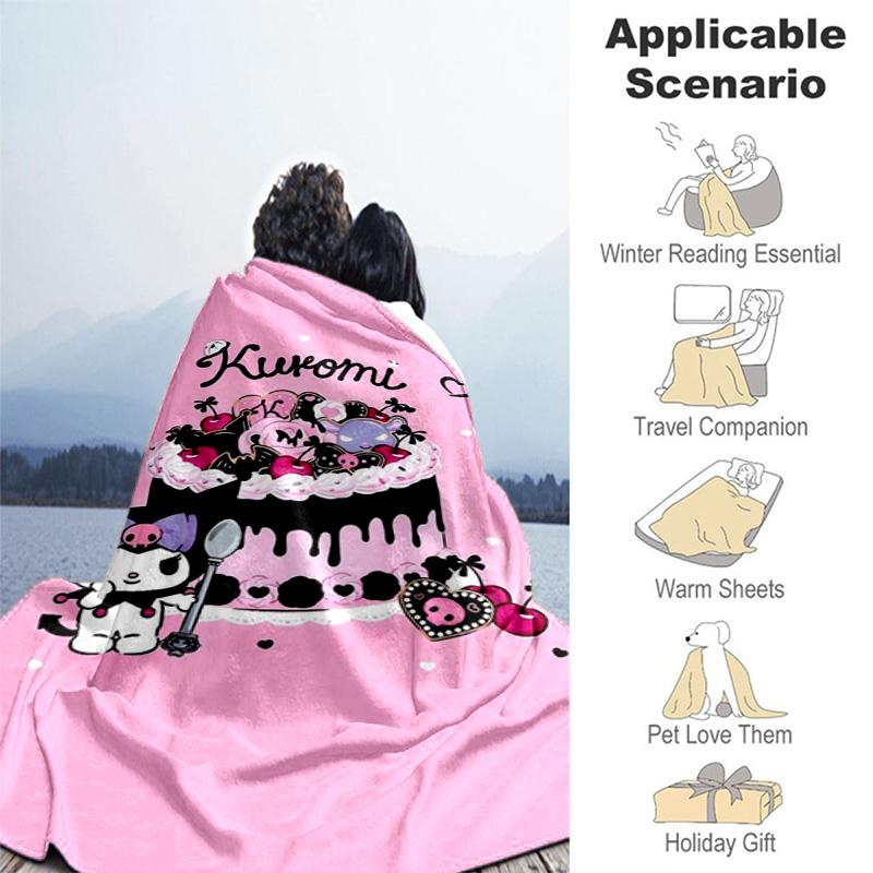 Purple Kuromi Skull Tapestry Blanket Suitable For All Seasons Home Decor Sheet Machine Washable Digital Printing