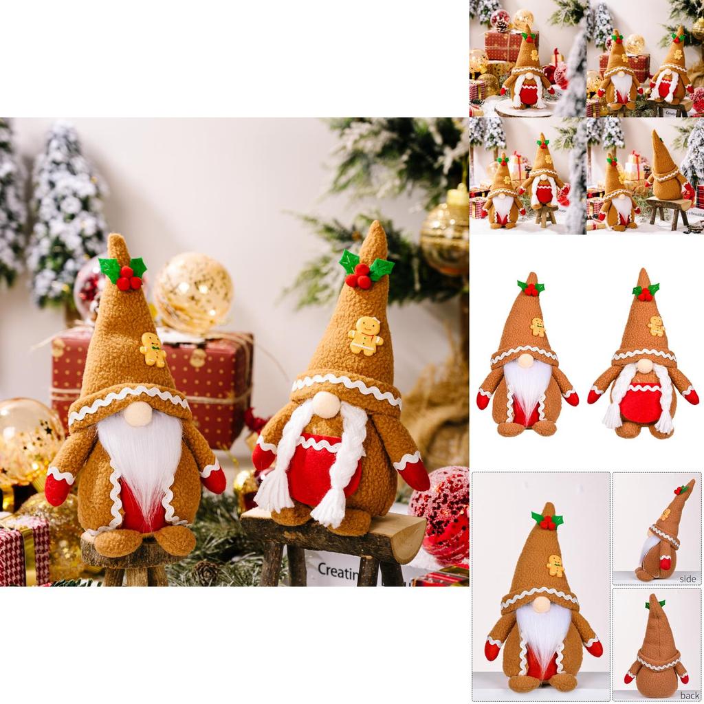 Delightful Khaki Gingerbread Man Needle Hat Rudolf Plush Doll For Christmas Cheer